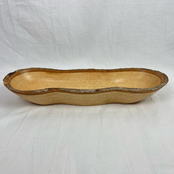 Unknown Other - Natural Mango Wood Tray Serving Bowl Bark Edge Hand Crafted 18 inches